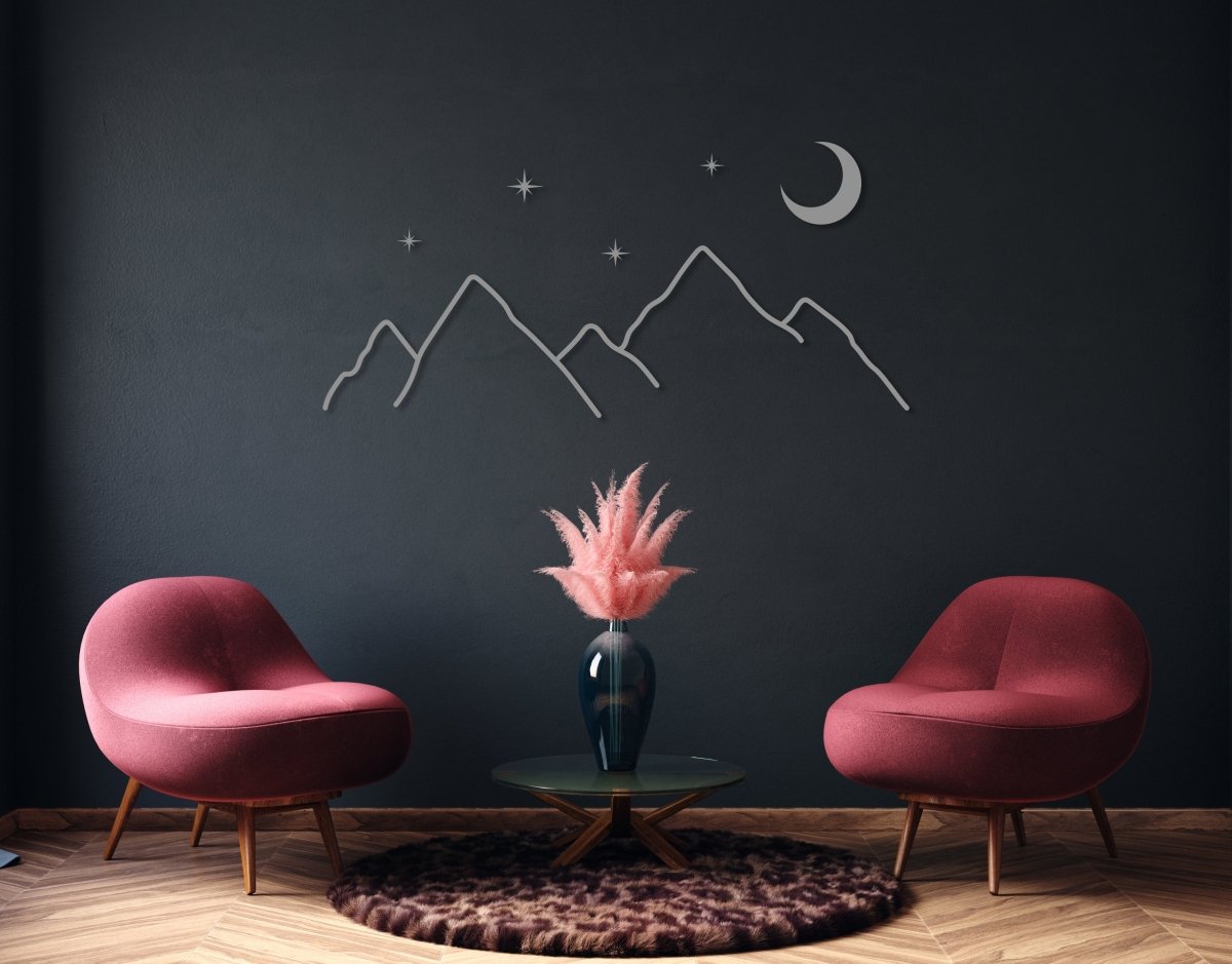 Mountain Moon Star Metal Wall Art - BrossHome Metal Wall Art