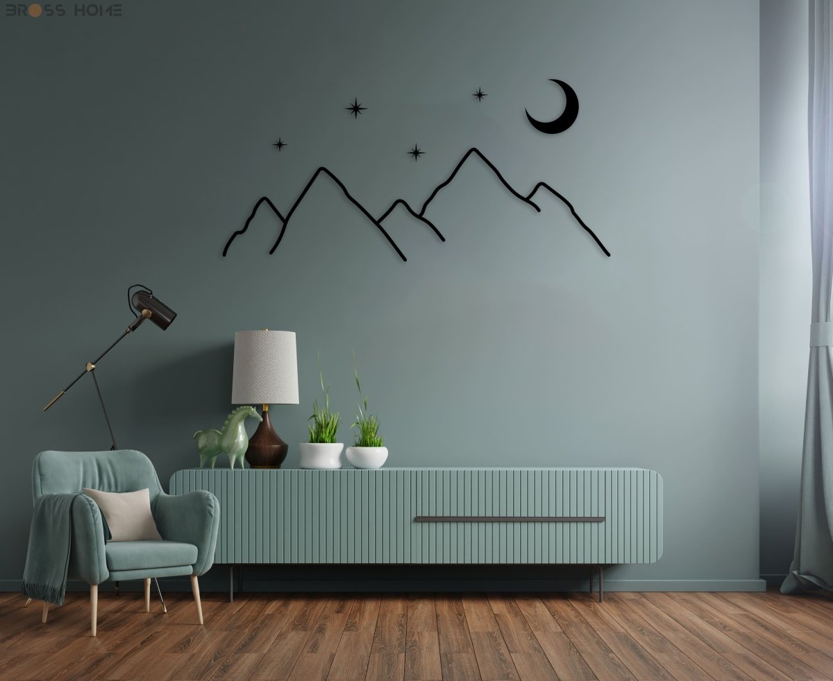 Mountain Moon Star Metal Wall Art - BrossHome Metal Wall Art