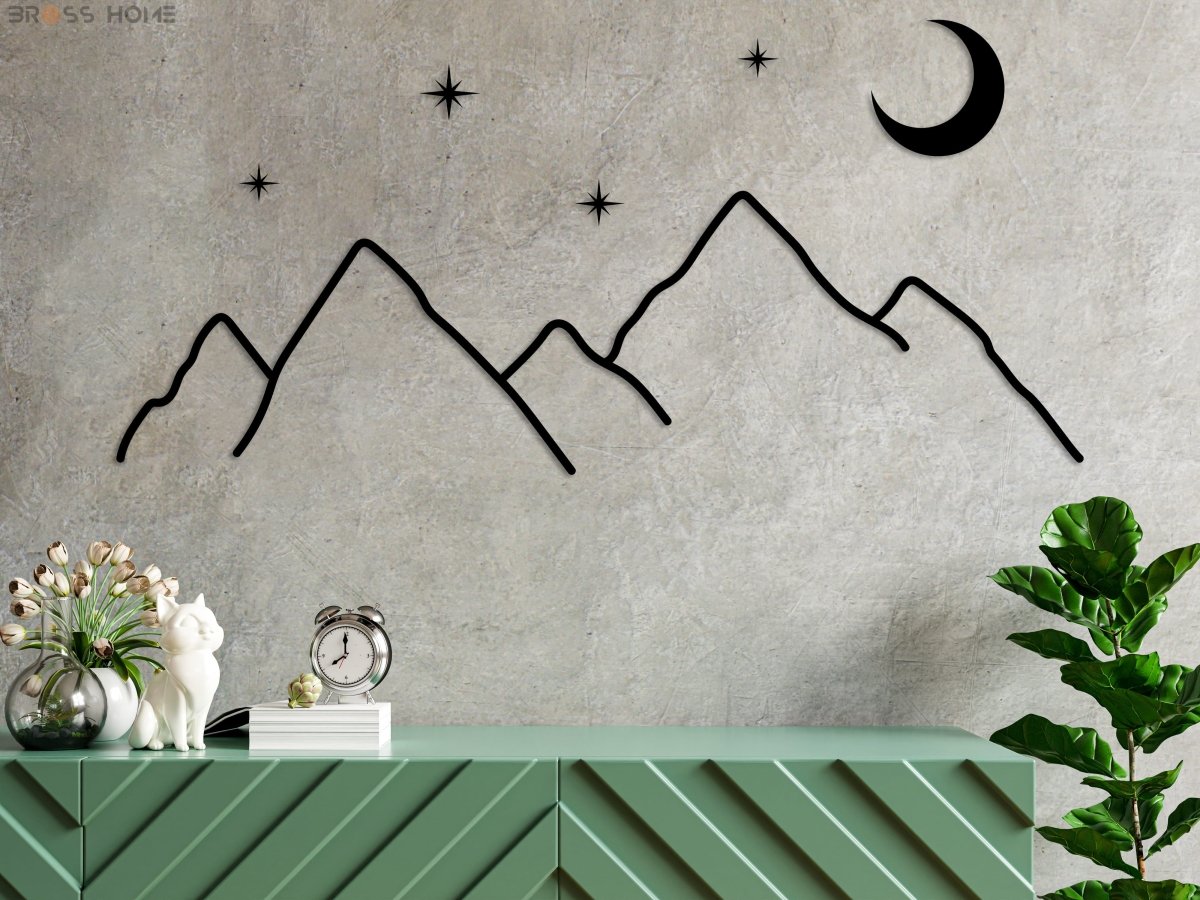 Mountain Moon Star Metal Wall Art - BrossHome Metal Wall Art