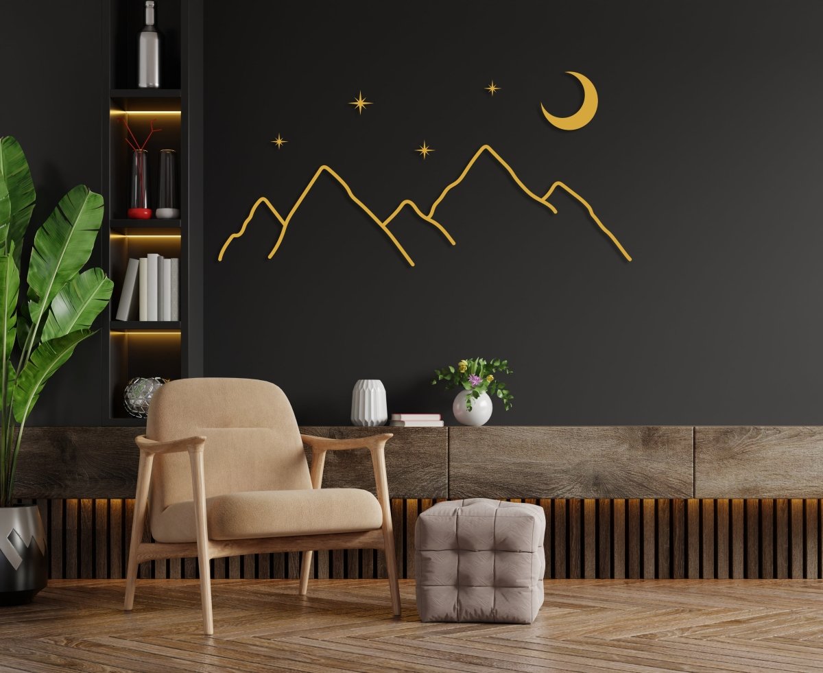 Mountain Moon Star Metal Wall Art - BrossHome Metal Wall Art