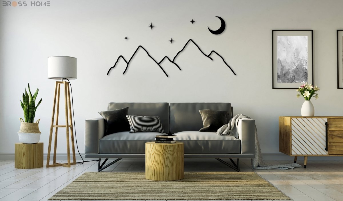 Mountain Moon Star Metal Wall Art - BrossHome Metal Wall Art