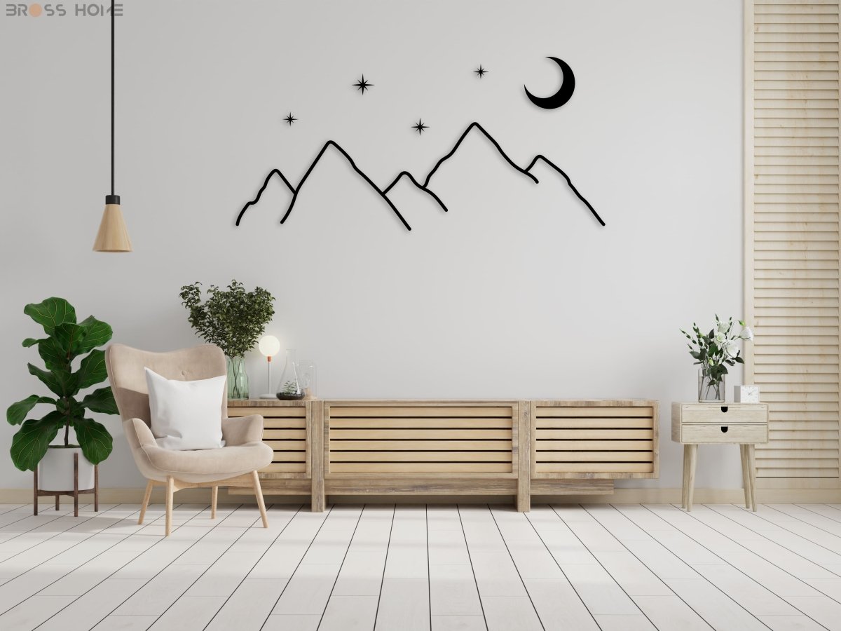 Mountain Moon Star Metal Wall Art - BrossHome Metal Wall Art