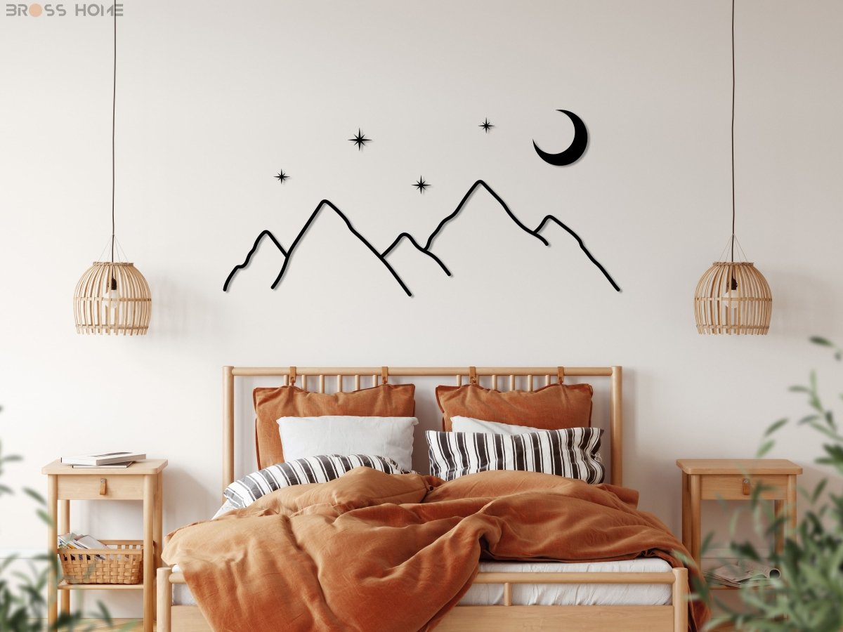 Mountain Moon Star Metal Wall Art - BrossHome Metal Wall Art
