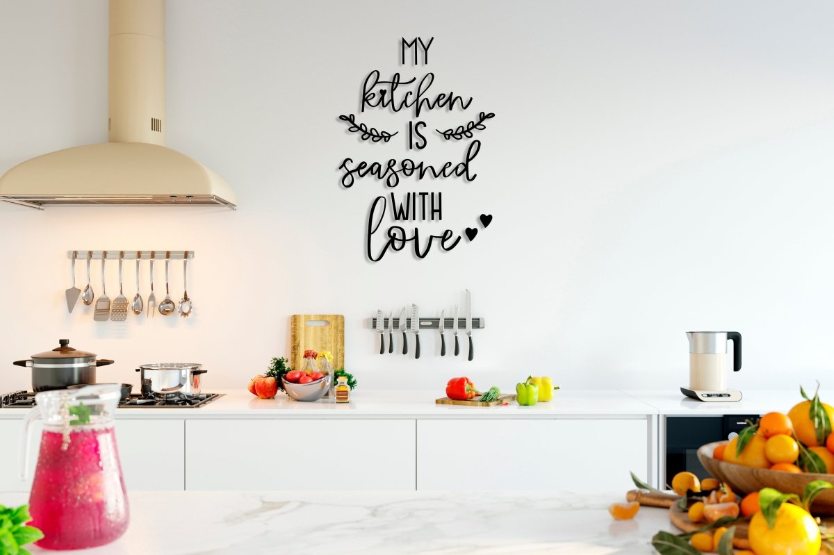 "My Kitchen Is Seasoned With Love" Metal Wall Sign - BrossHome Metal Wall Art