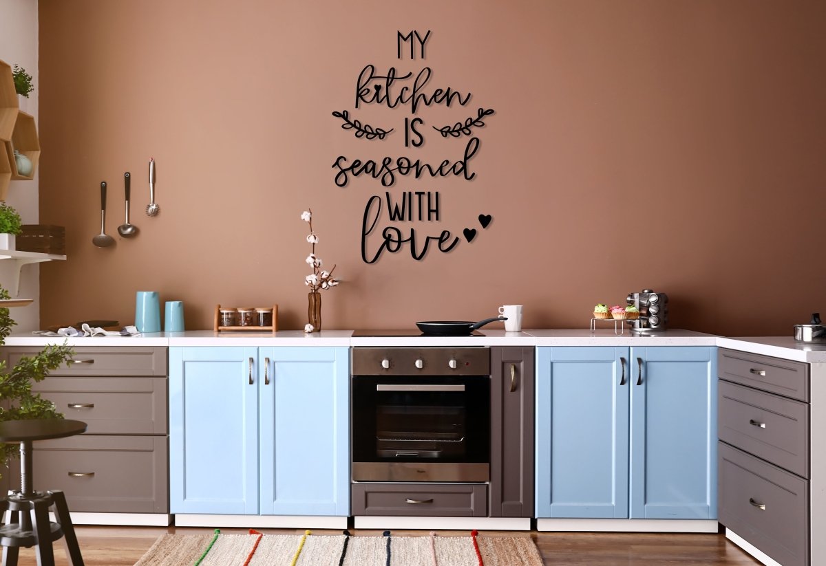 "My Kitchen Is Seasoned With Love" Metal Wall Sign - BrossHome Metal Wall Art