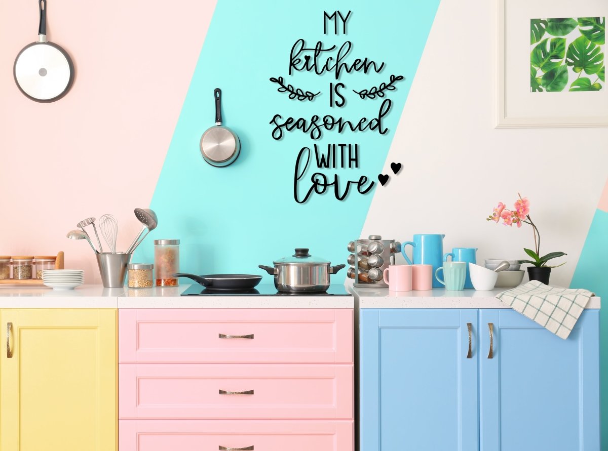 "My Kitchen Is Seasoned With Love" Metal Wall Sign - BrossHome Metal Wall Art