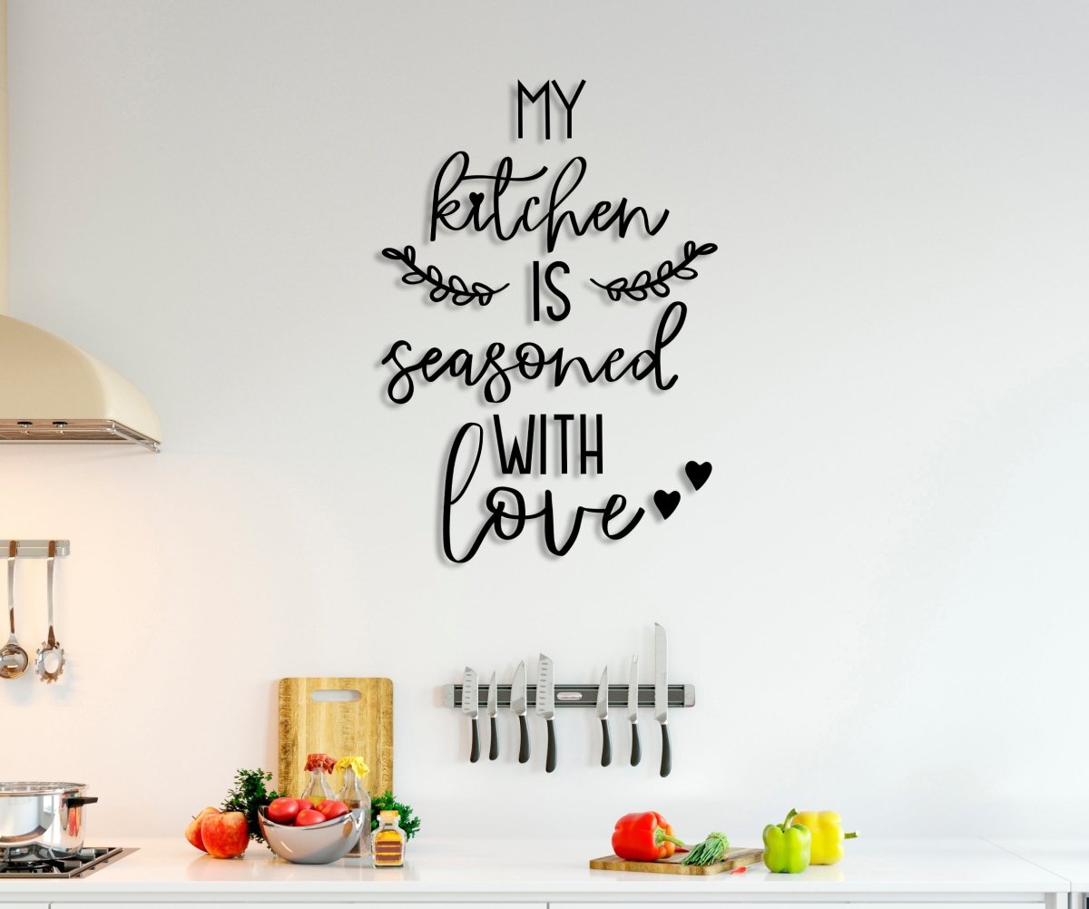 "My Kitchen Is Seasoned With Love" Metal Wall Sign - BrossHome Metal Wall Art