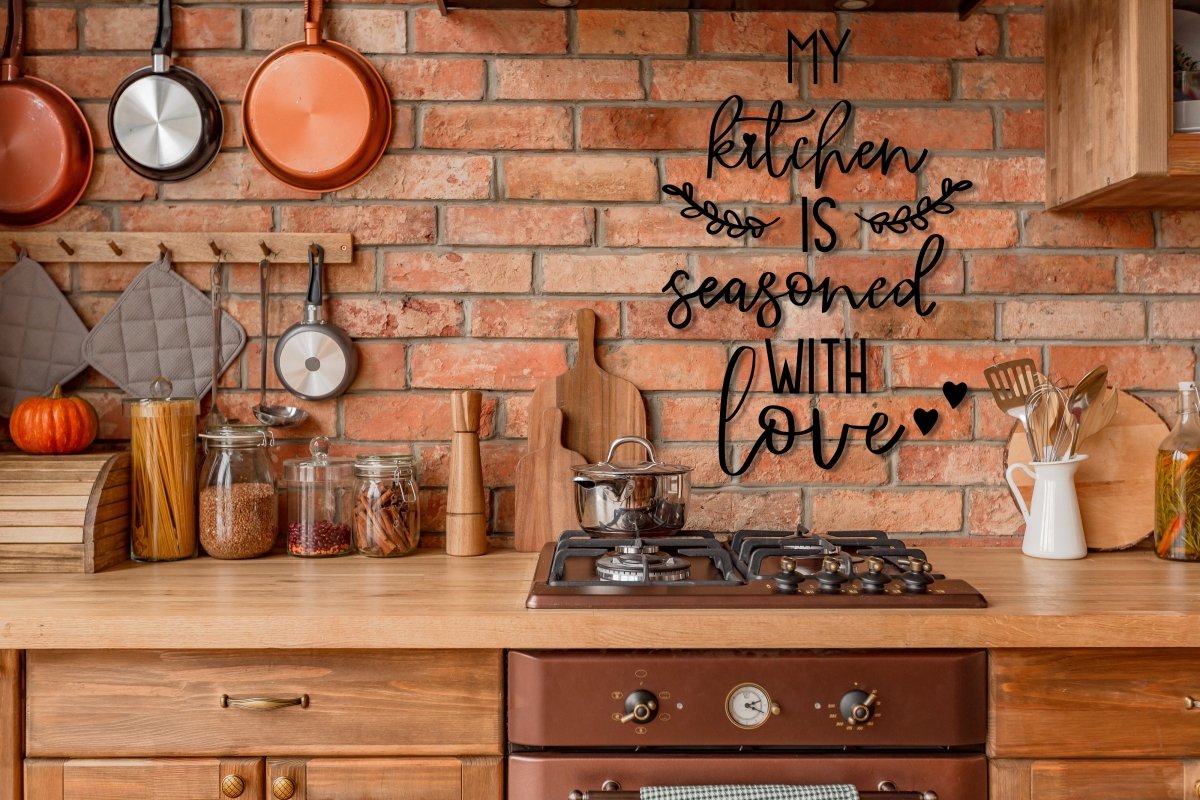 "My Kitchen Is Seasoned With Love" Metal Wall Sign - BrossHome Metal Wall Art