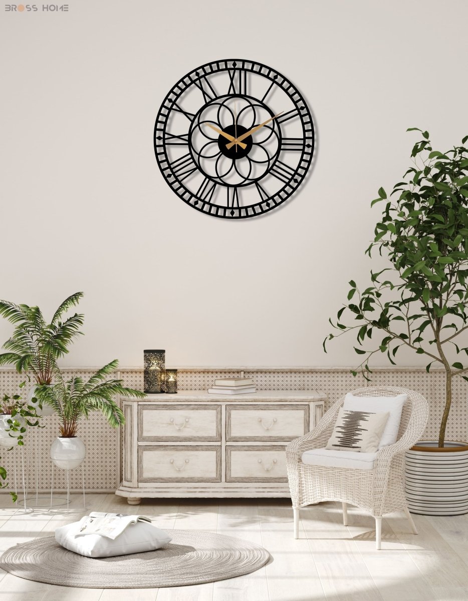 Oversize Metal Wall Clock - BrossHome Metal Wall Art