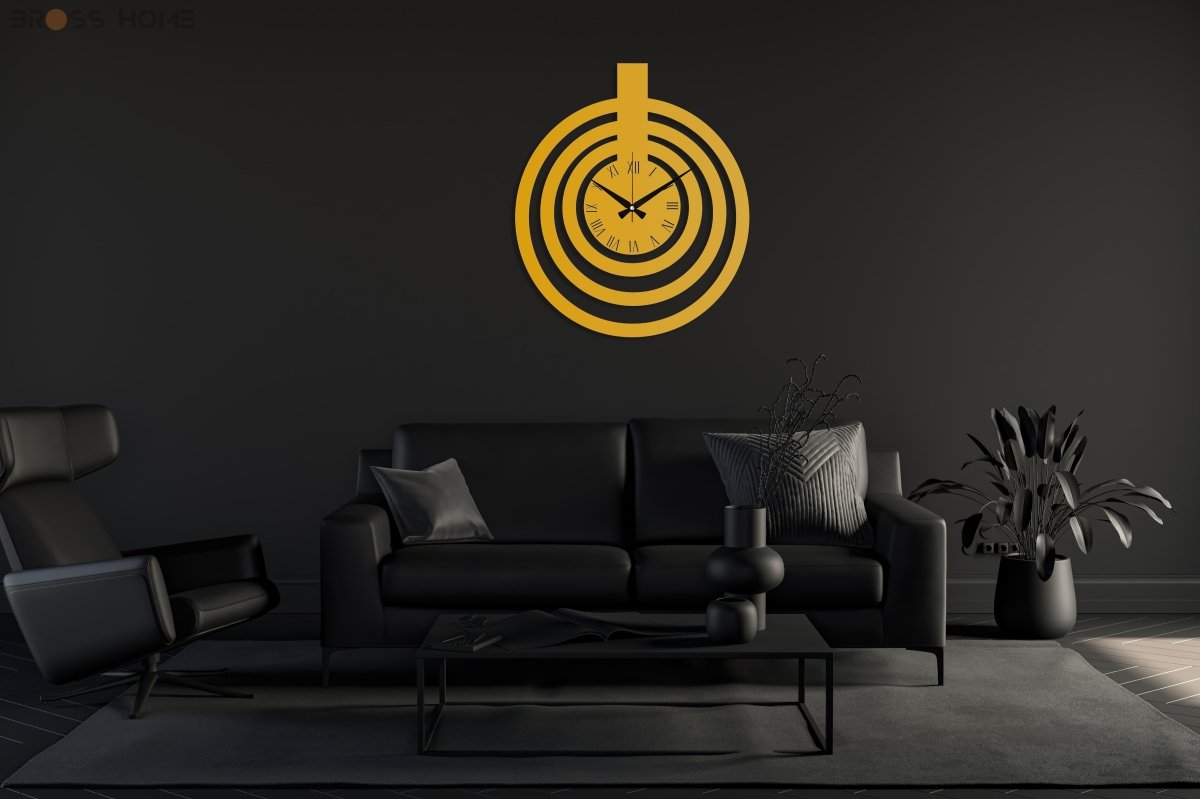 Oversized Black Metal Wall Clock - BrossHome Metal Wall Art