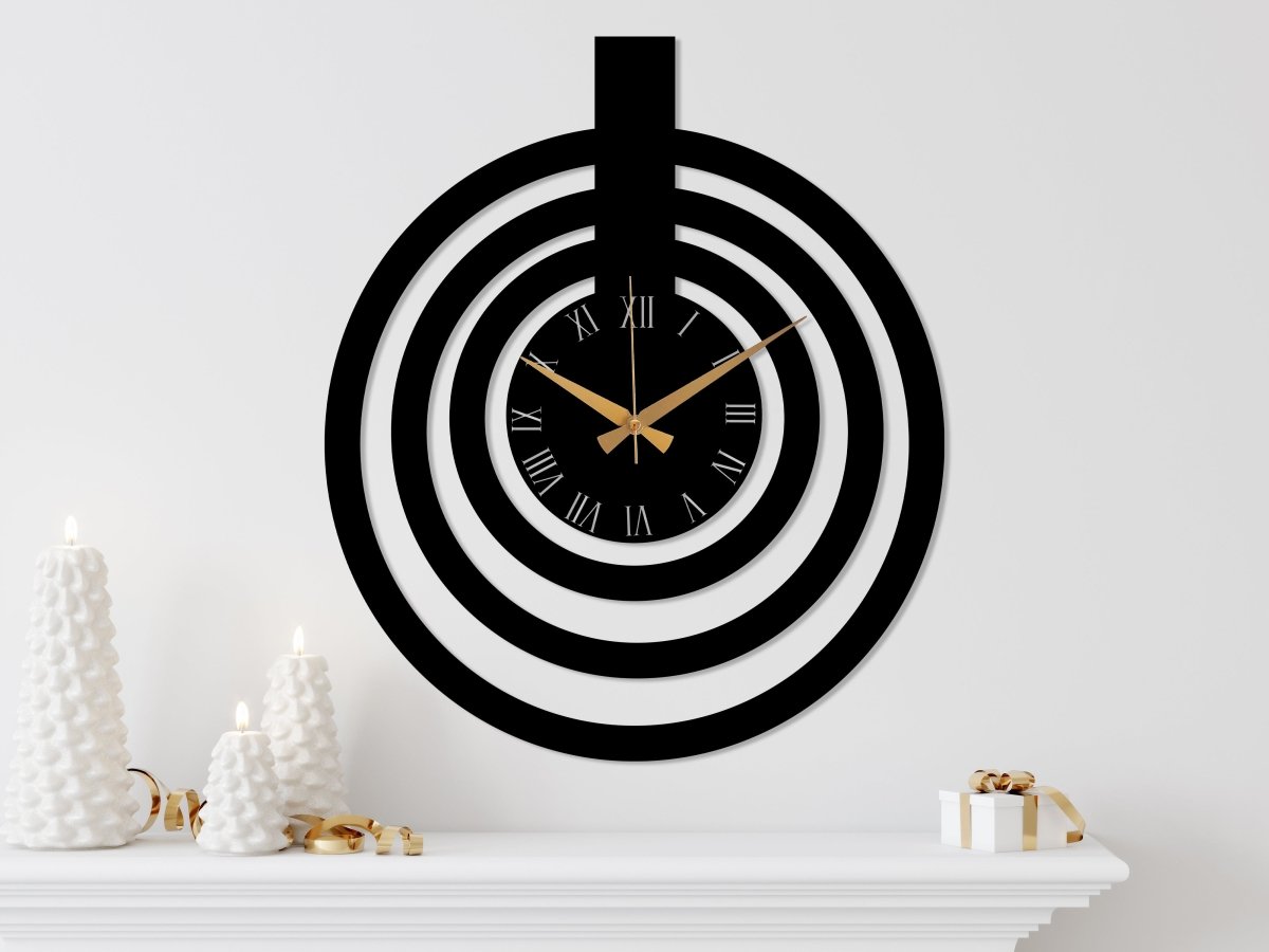 Oversized Black Metal Wall Clock - BrossHome Metal Wall Art