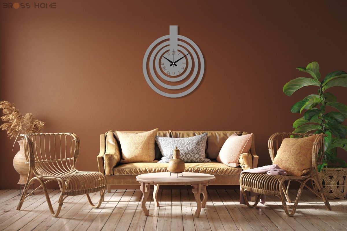 Oversized Black Metal Wall Clock - BrossHome Metal Wall Art