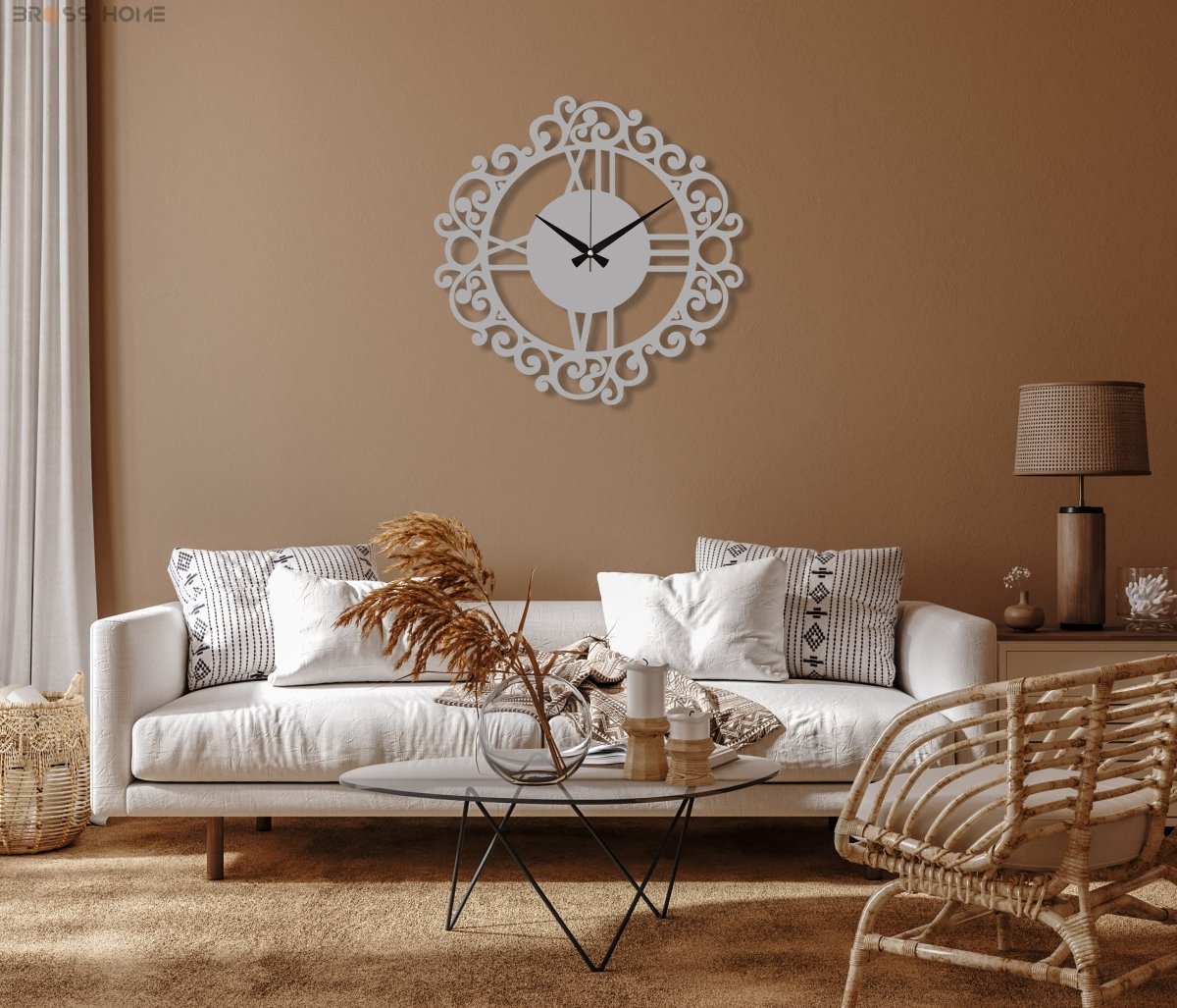 Oversized Black Vintage Wall Clock - BrossHome Metal Wall Art