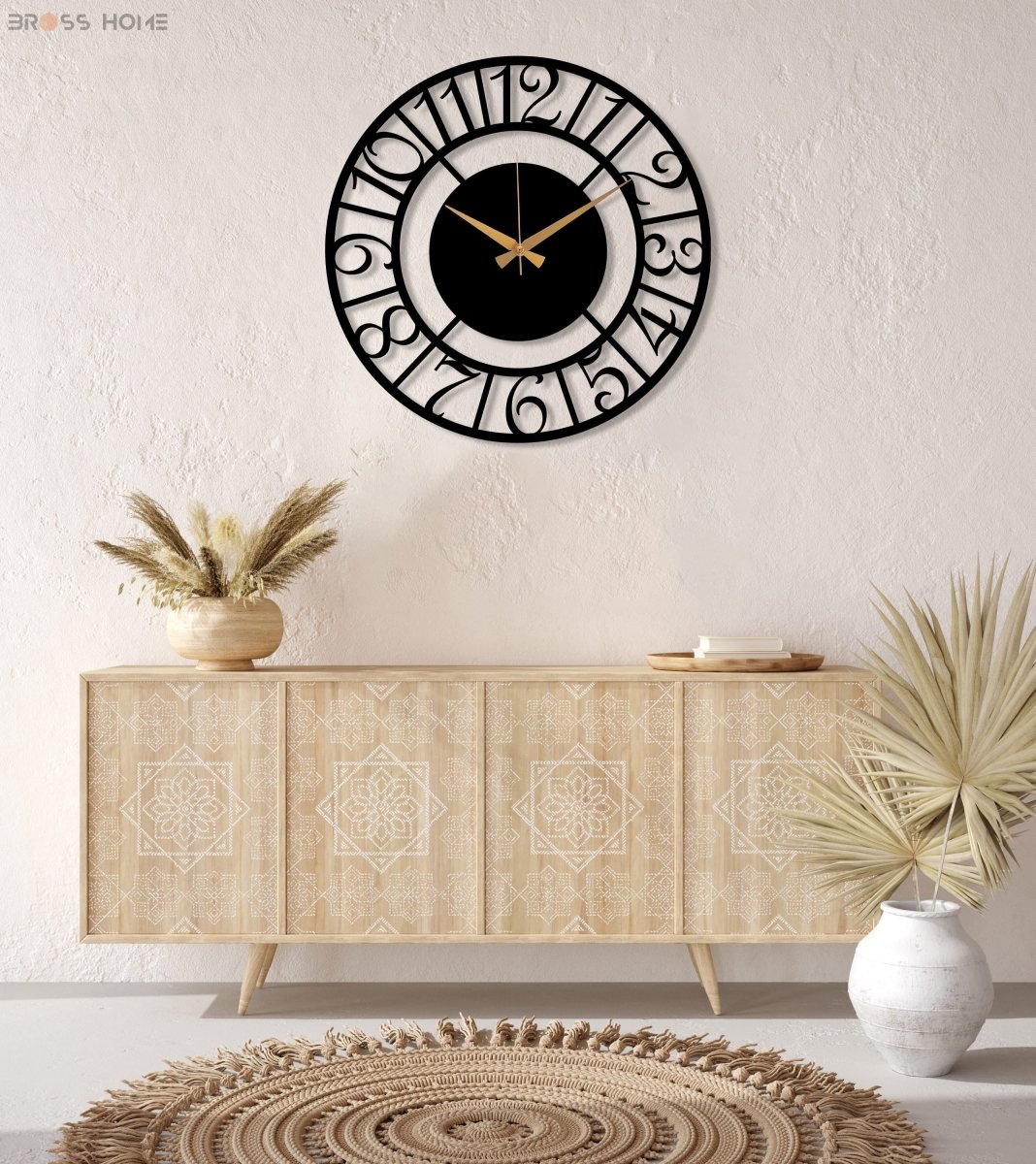 Oversized Metal Wall Clock - BrossHome Metal Wall Art