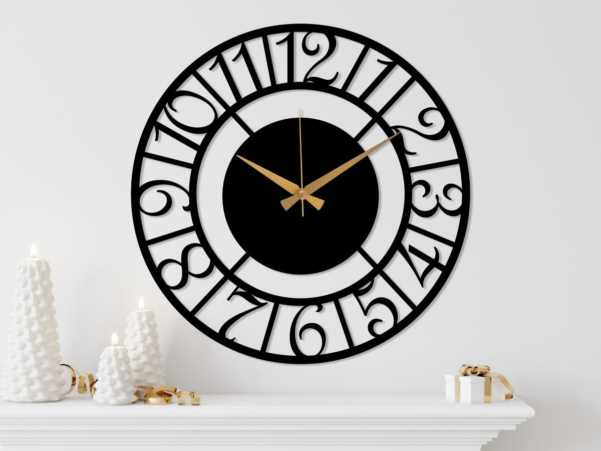 Oversized Metal Wall Clock - BrossHome Metal Wall Art