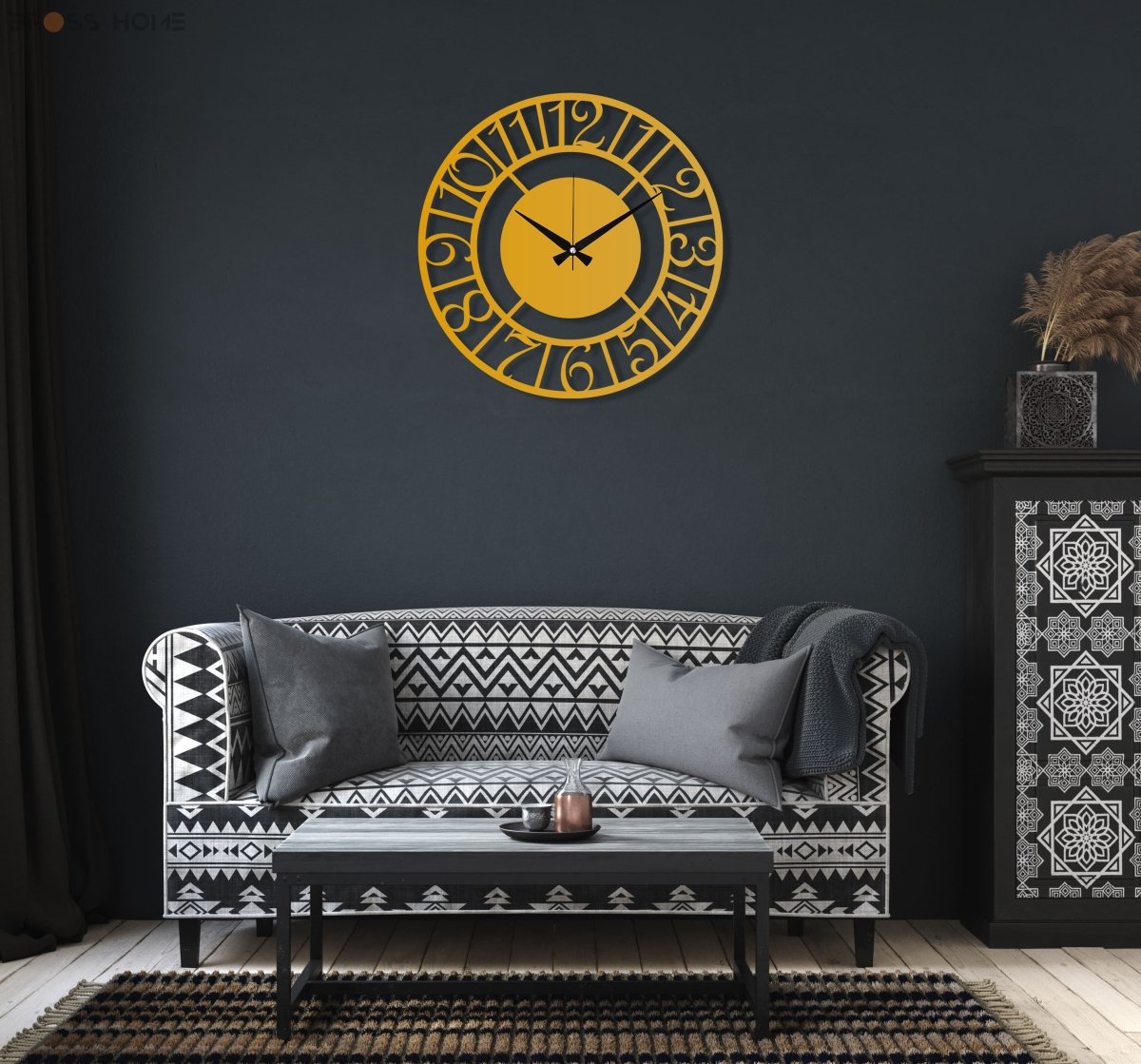 Oversized Metal Wall Clock - BrossHome Metal Wall Art