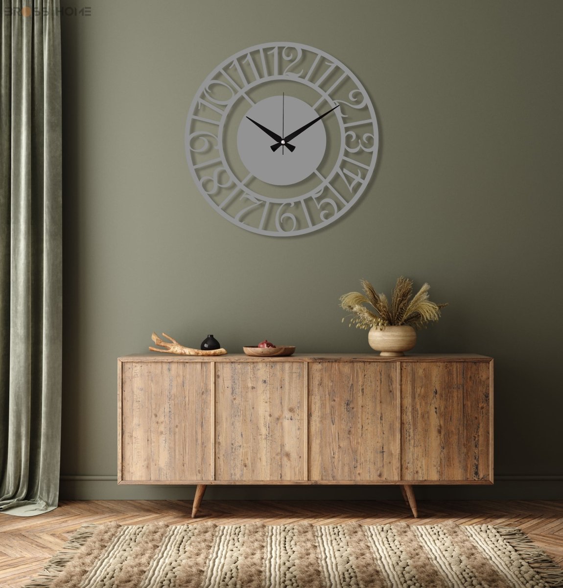 Oversized Metal Wall Clock - BrossHome Metal Wall Art