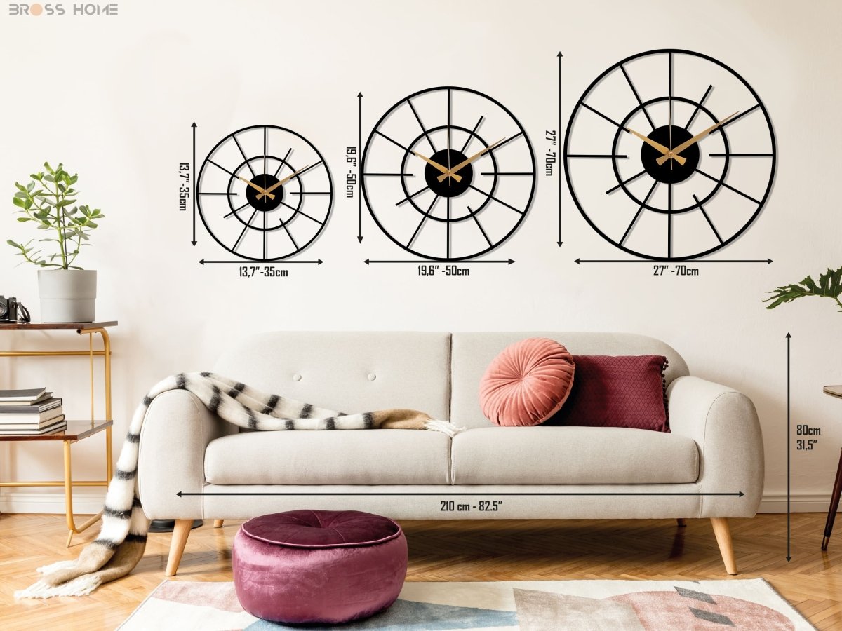 Oversized Wall Clocks For Living Room - BrossHome Metal Wall Art
