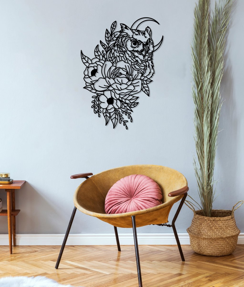 Owl Metal Wall Art - BrossHome Metal Wall Art