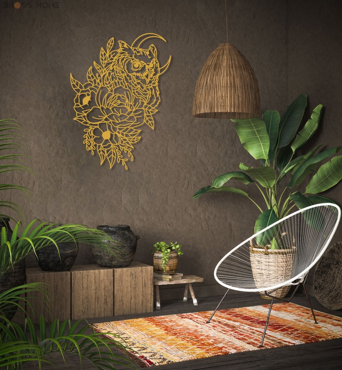 Owl Metal Wall Art - BrossHome Metal Wall Art