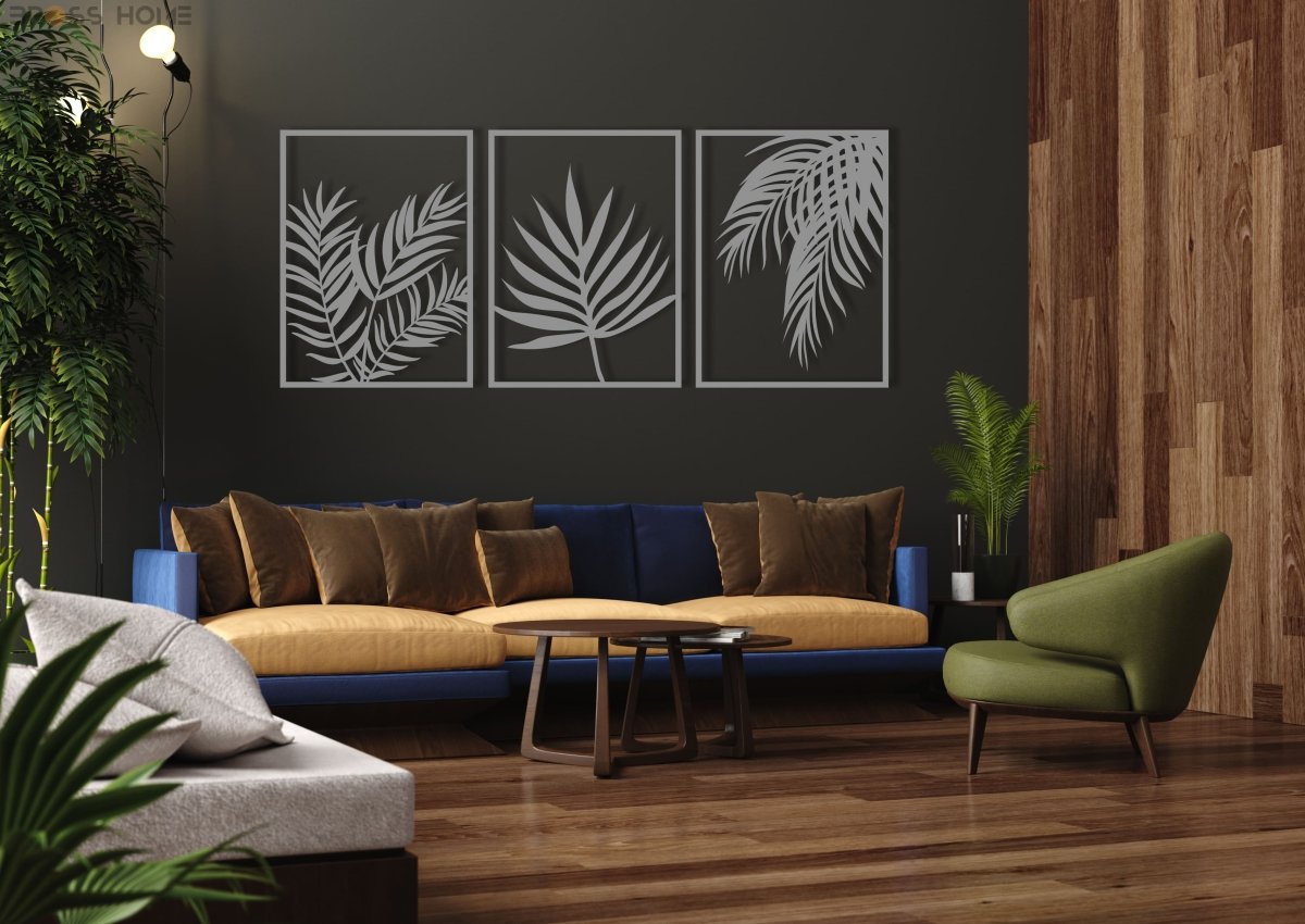 Palm Leaf Metal Wall Decor (Set Of 3) - BrossHome Metal Wall Art