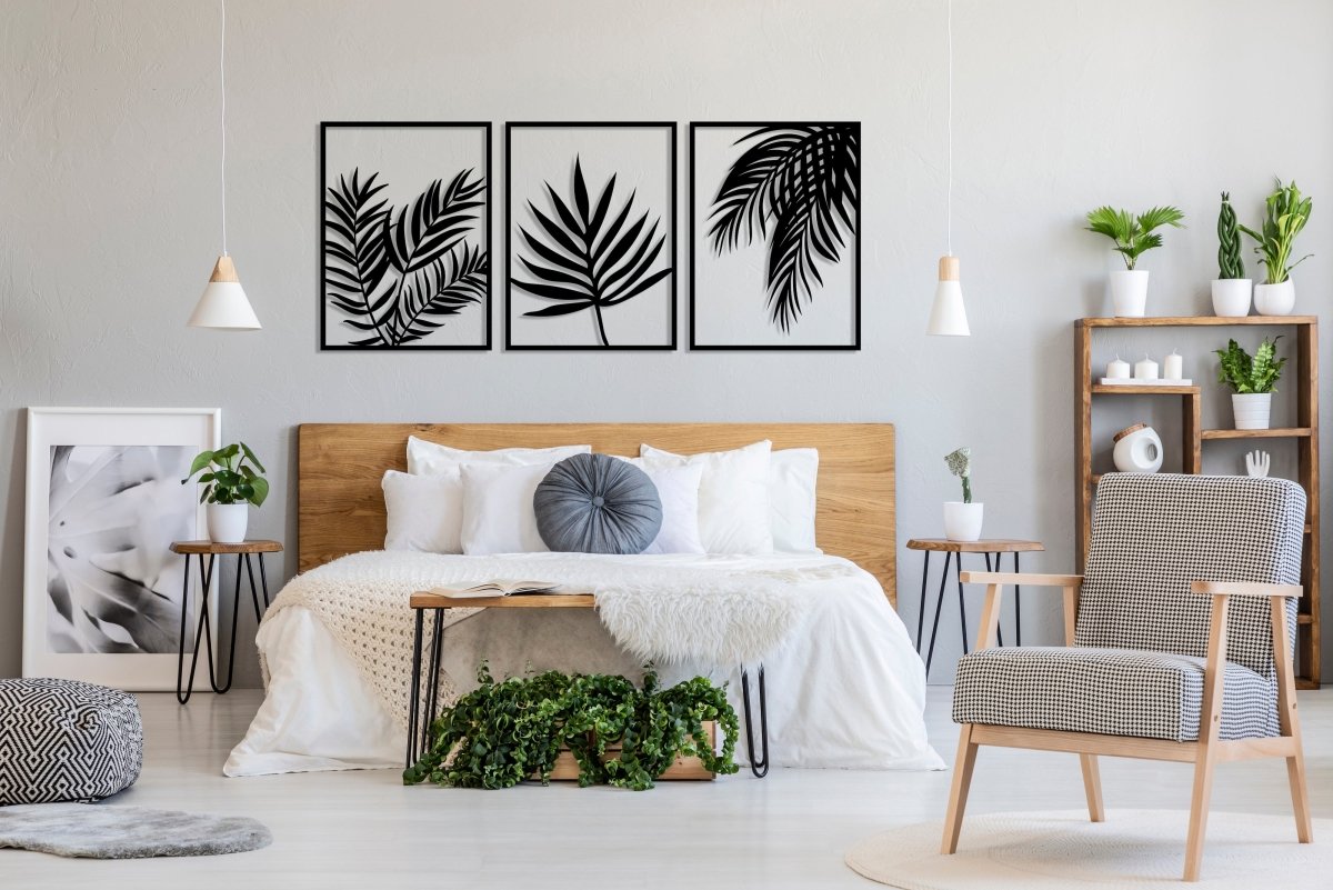 Palm Leaf Metal Wall Decor (Set Of 3) - BrossHome Metal Wall Art