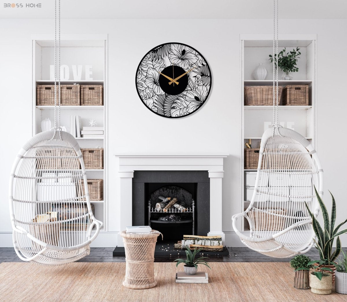 Poppy Flower Metal Wall Clock - BrossHome Metal Wall Art