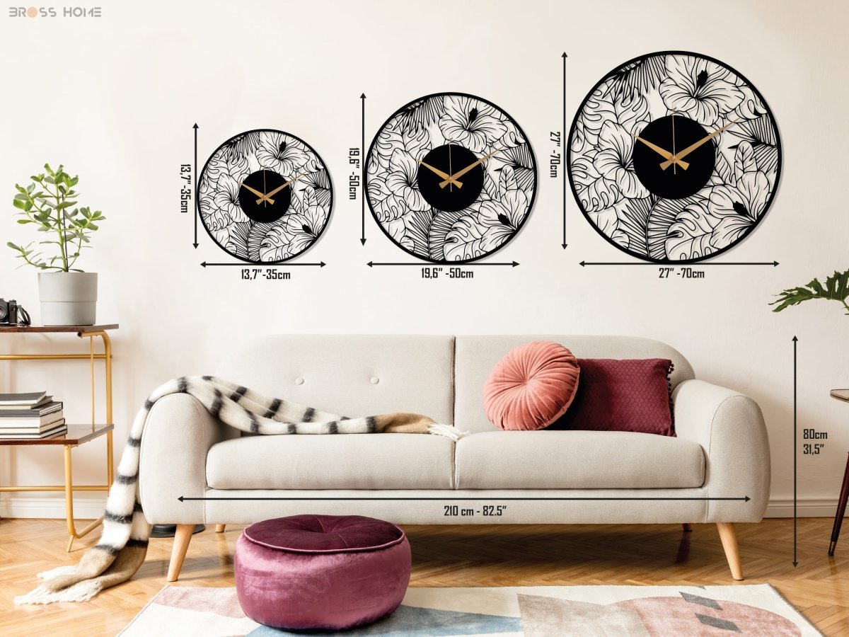 Poppy Flower Metal Wall Clock - BrossHome Metal Wall Art