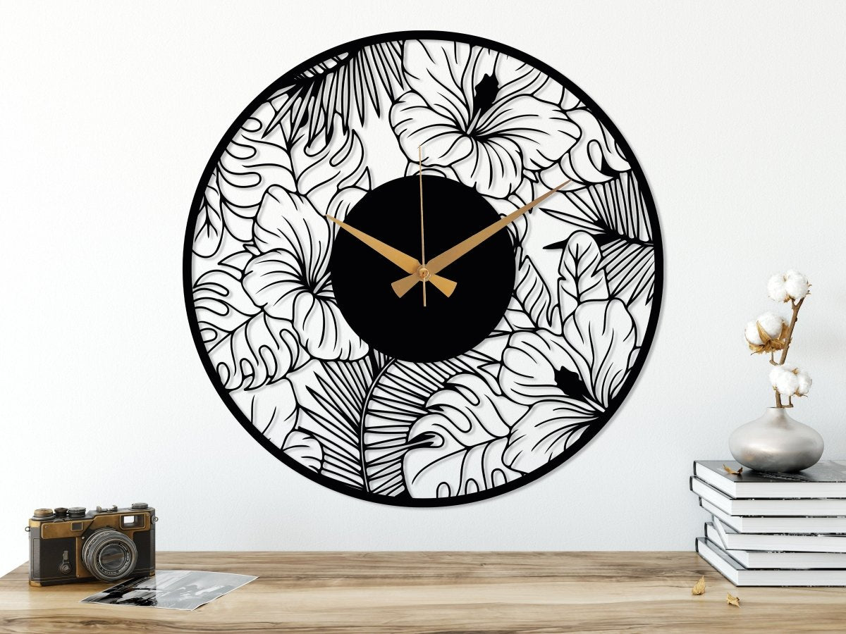 Poppy Flower Metal Wall Clock - BrossHome Metal Wall Art