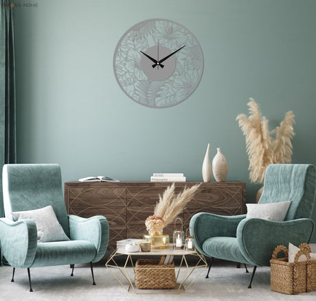 Poppy Flower Metal Wall Clock - BrossHome Metal Wall Art