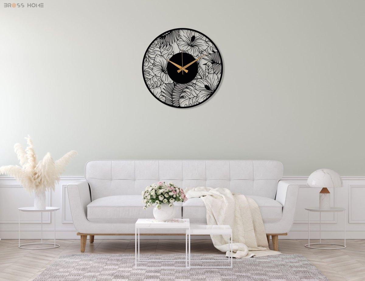 Poppy Flower Metal Wall Clock - BrossHome Metal Wall Art