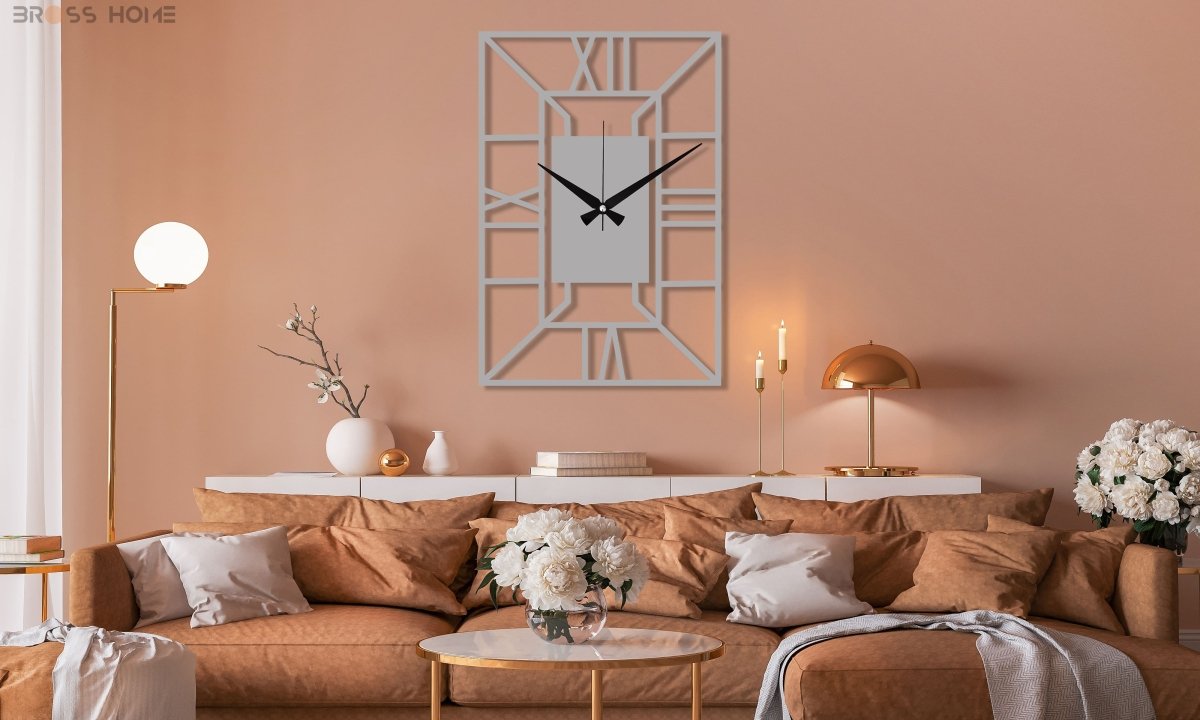Rectangle Metal Wall Clock - BrossHome Metal Wall Art