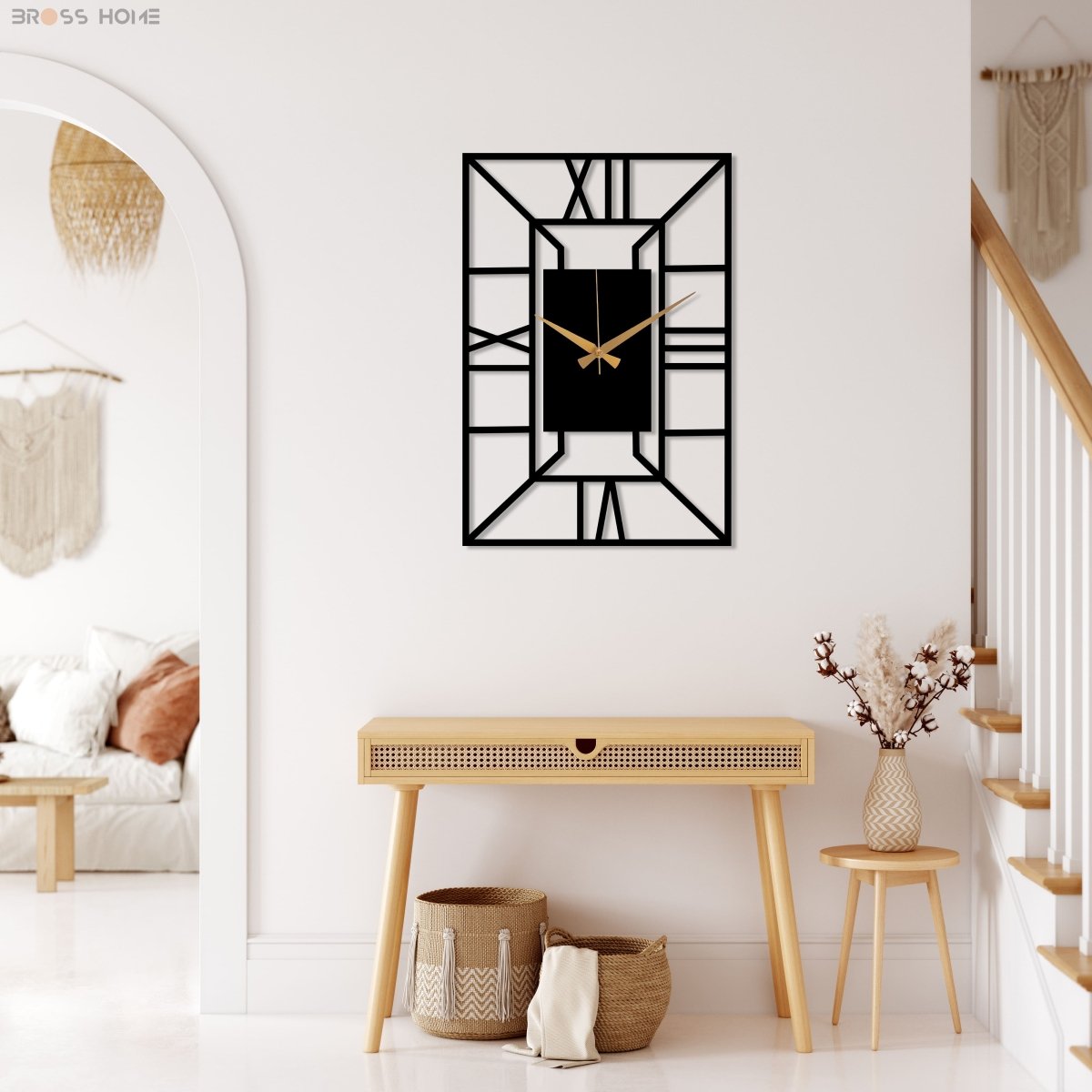 Rectangle Metal Wall Clock - BrossHome Metal Wall Art