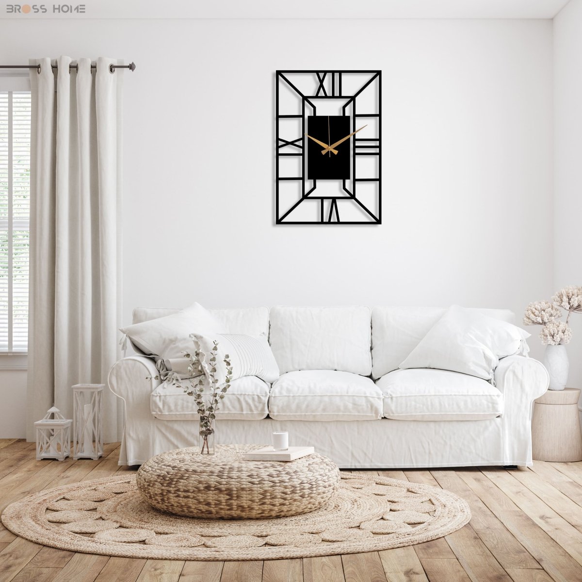 Rectangle Metal Wall Clock - BrossHome Metal Wall Art