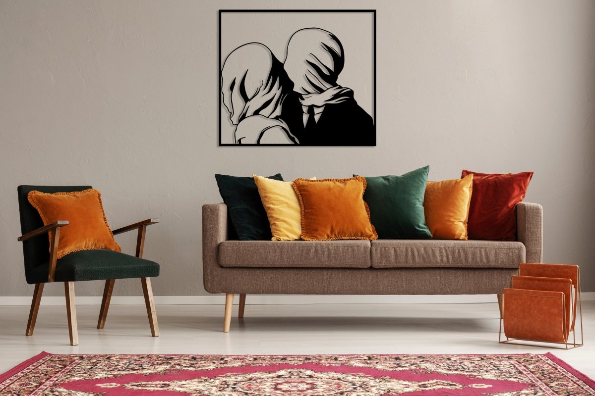 Rene Magritte The Lovers Metal Wall Art - BrossHome Metal Wall Art