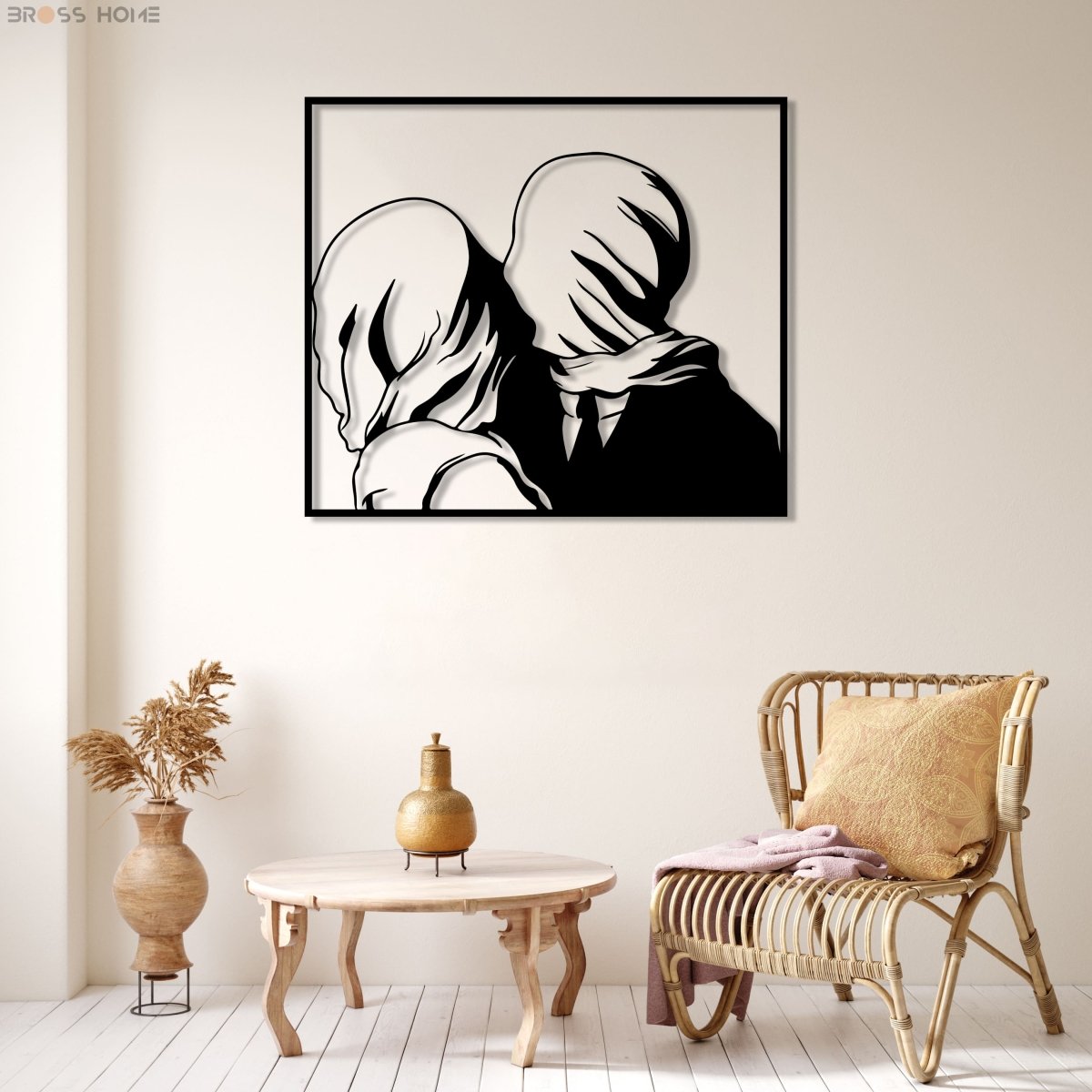 Rene Magritte The Lovers Metal Wall Art - BrossHome Metal Wall Art