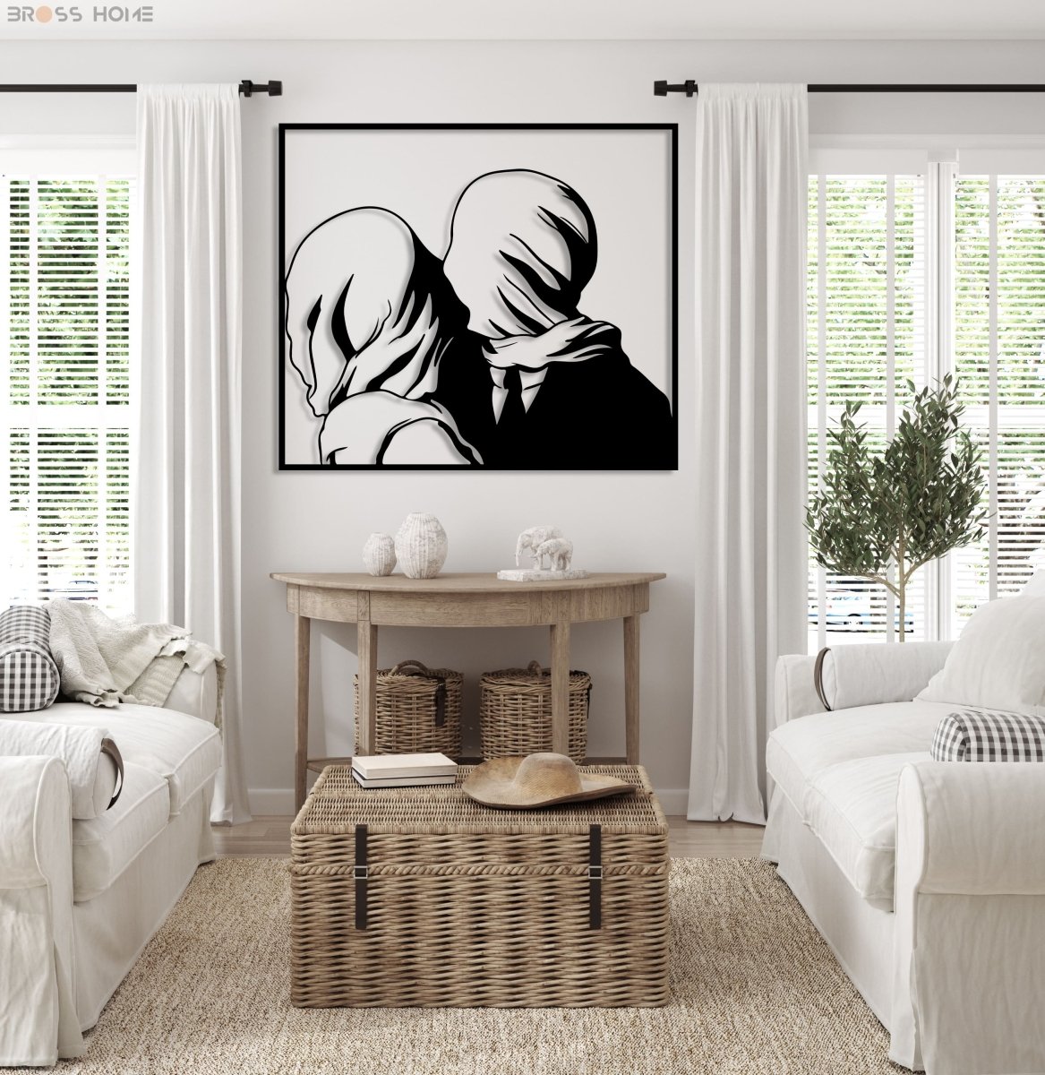 Rene Magritte The Lovers Metal Wall Art - BrossHome Metal Wall Art