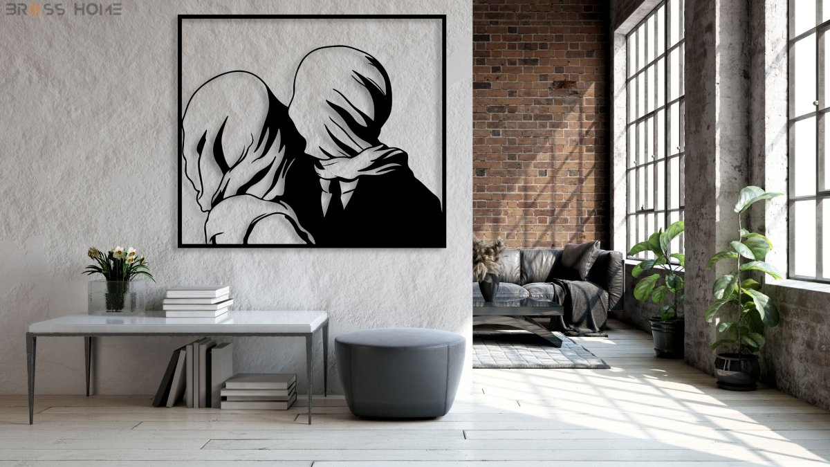Rene Magritte The Lovers Metal Wall Art - BrossHome Metal Wall Art
