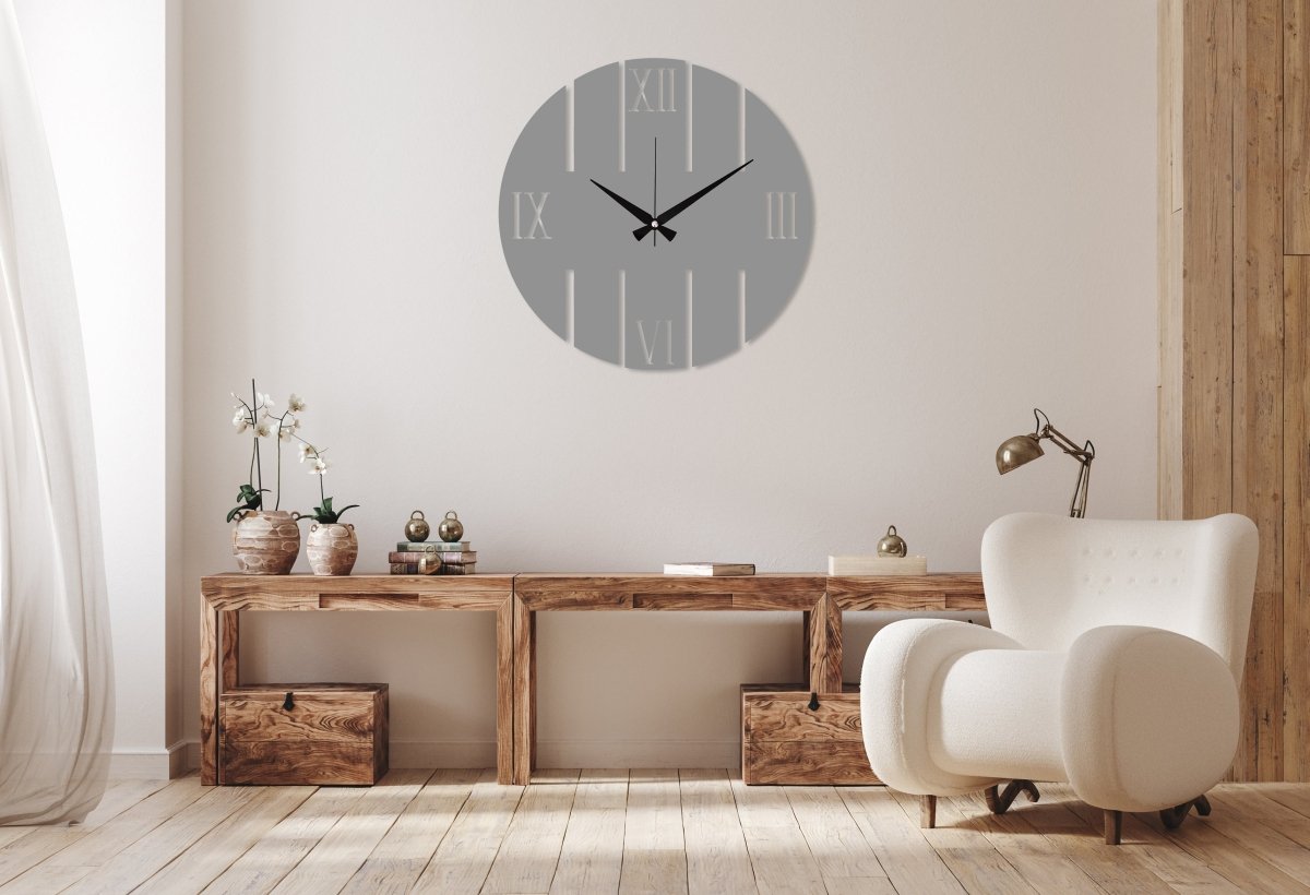 Roman Numbers Wall Clock - BrossHome Metal Wall Art