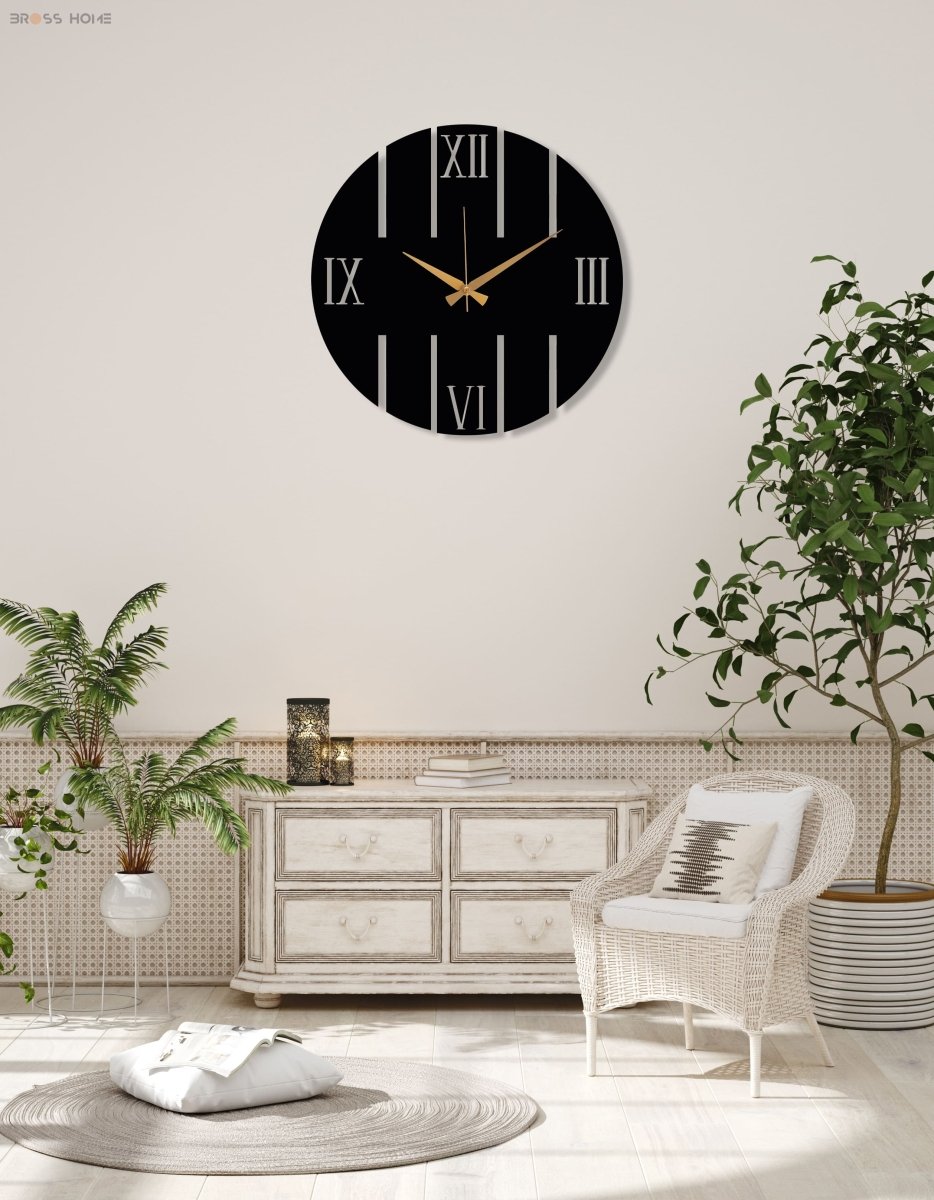 Roman Numbers Wall Clock - BrossHome Metal Wall Art