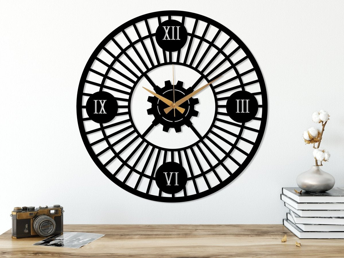 Roman Numeral Wall Clock - BrossHome Metal Wall Art