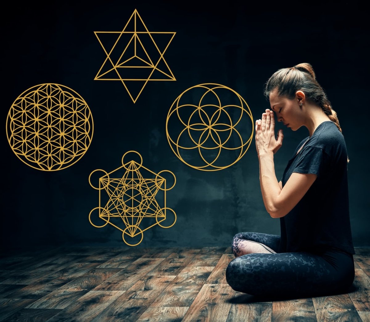 Sacred Geometry Metal Wall Art Set of 4 - BrossHome Metal Wall Art