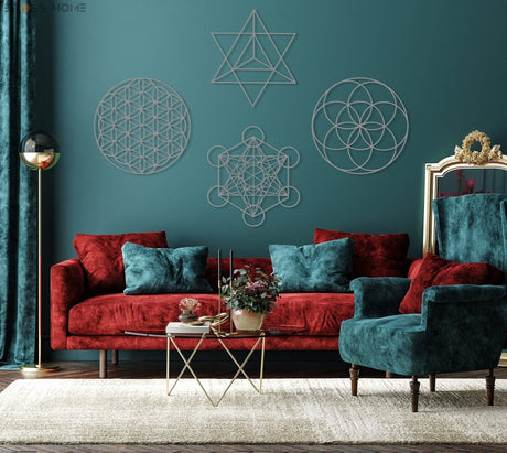 Sacred Geometry Metal Wall Art Set of 4 - BrossHome Metal Wall Art