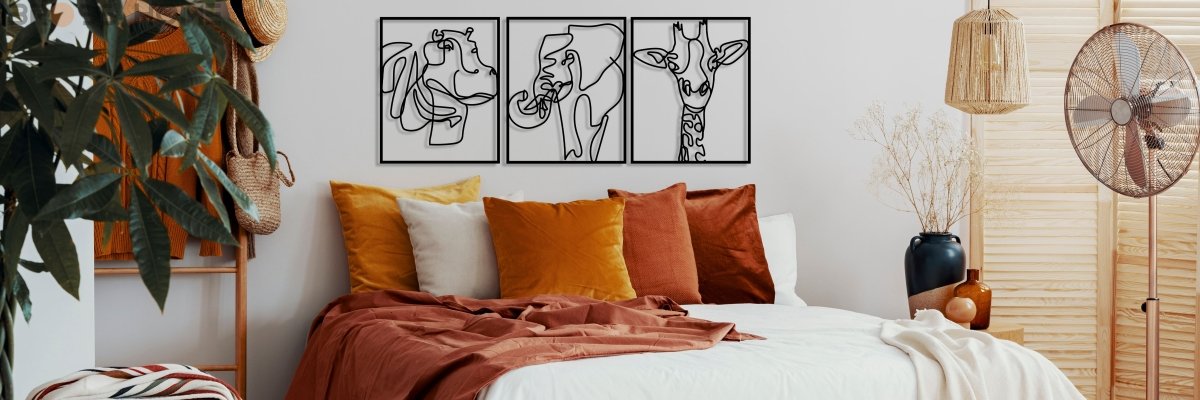 Safari Animals Line Art - BrossHome Metal Wall Art