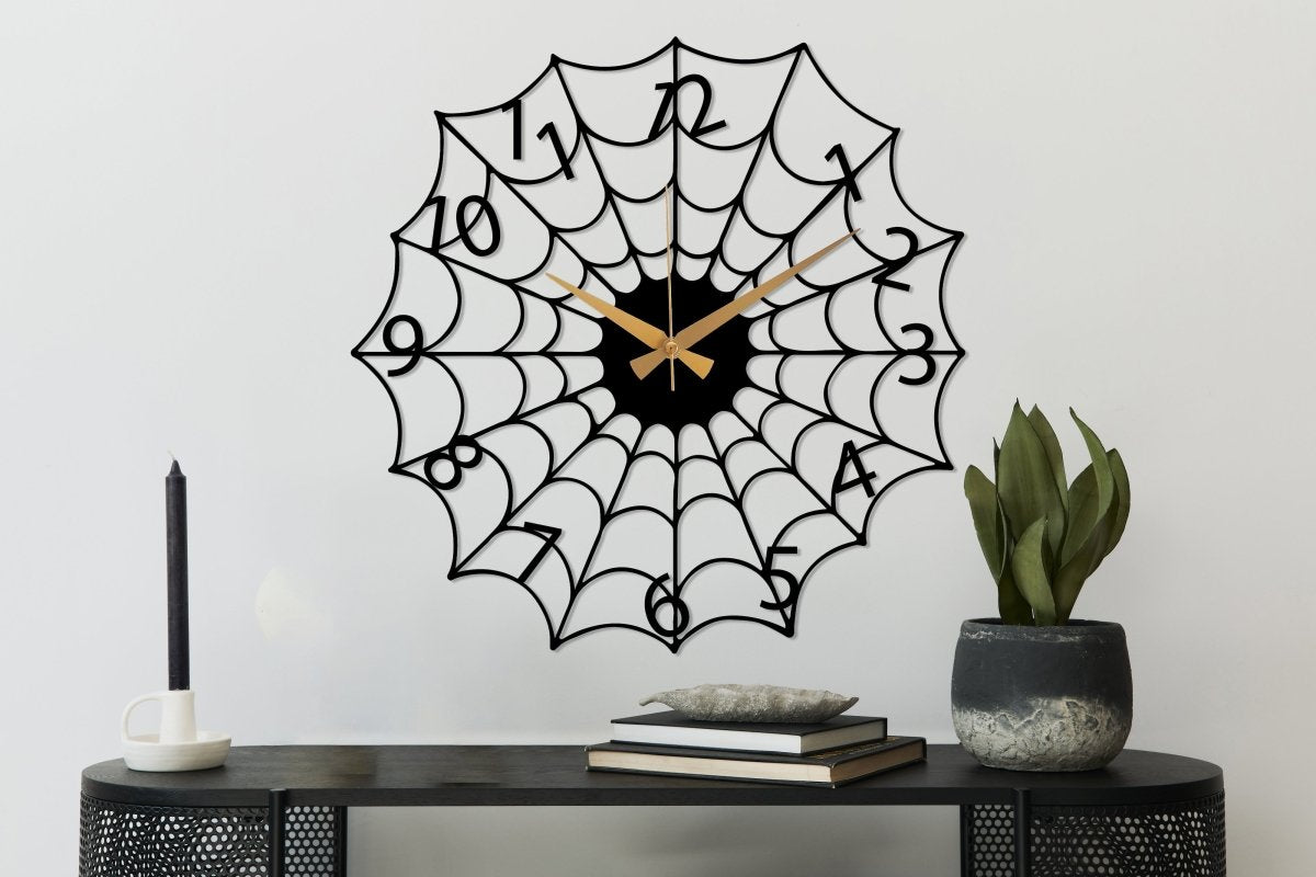 Spider Web Wall Clock - BrossHome Metal Wall Art