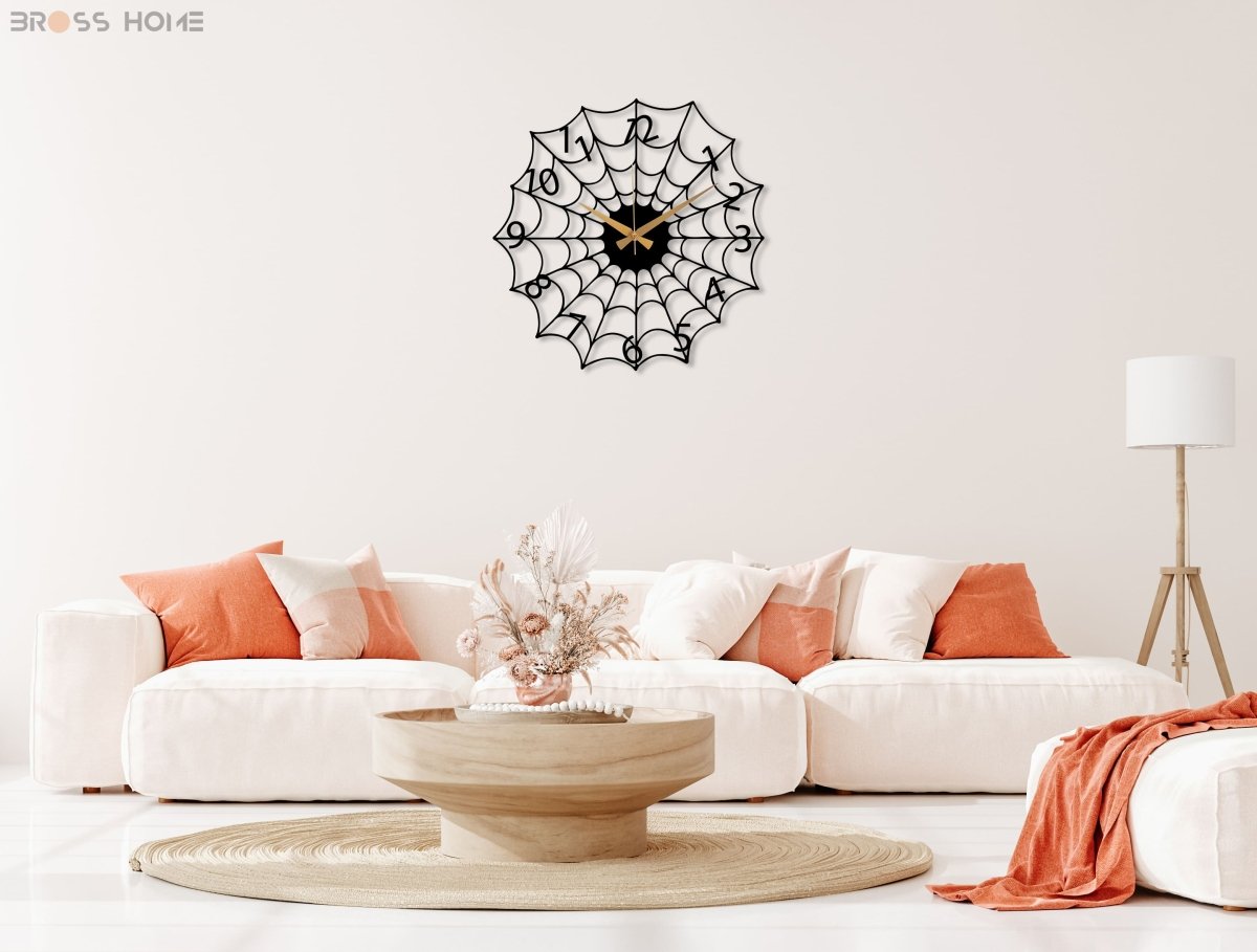 Spider Web Wall Clock - BrossHome Metal Wall Art