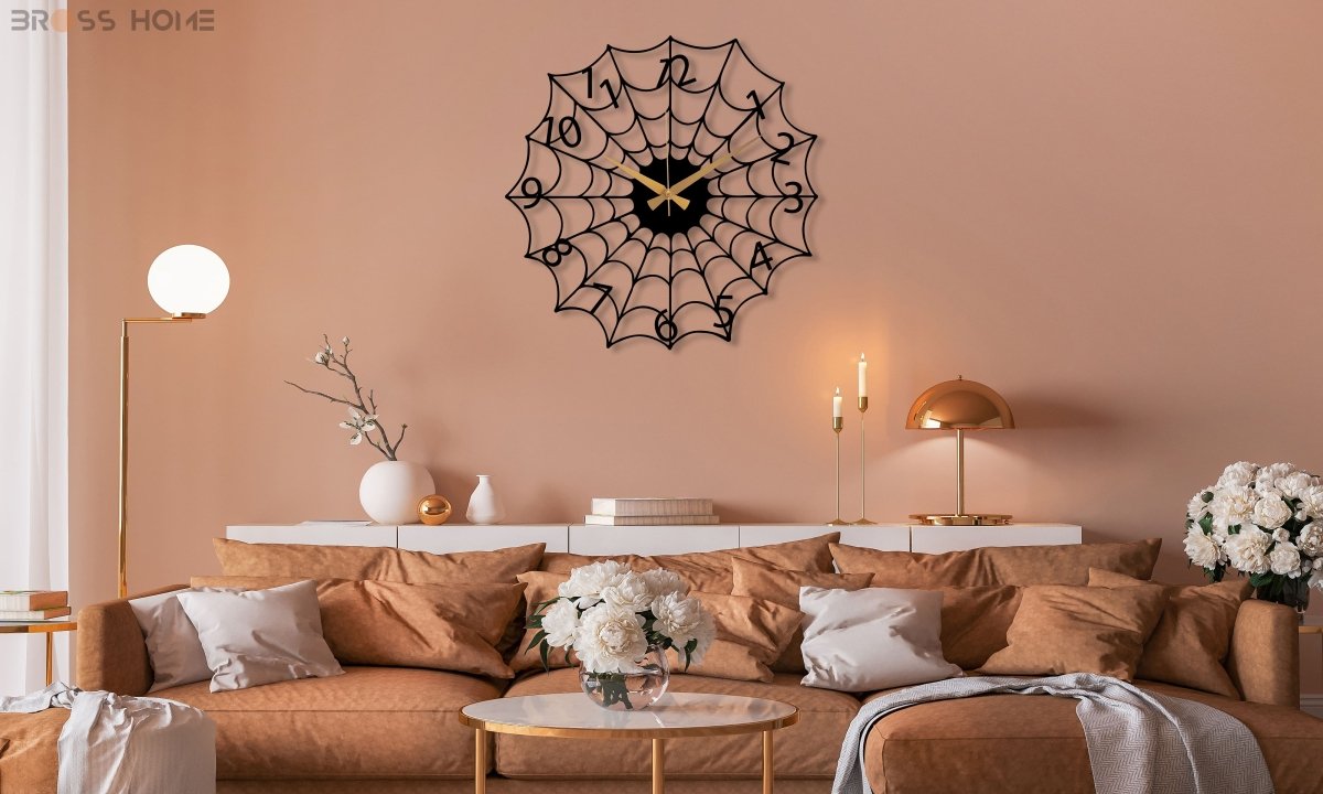 Spider Web Wall Clock - BrossHome Metal Wall Art