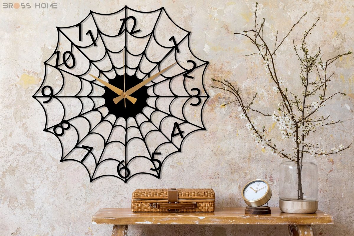 Spider Web Wall Clock - BrossHome Metal Wall Art