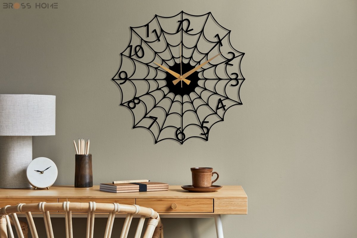 Spider Web Wall Clock - BrossHome Metal Wall Art