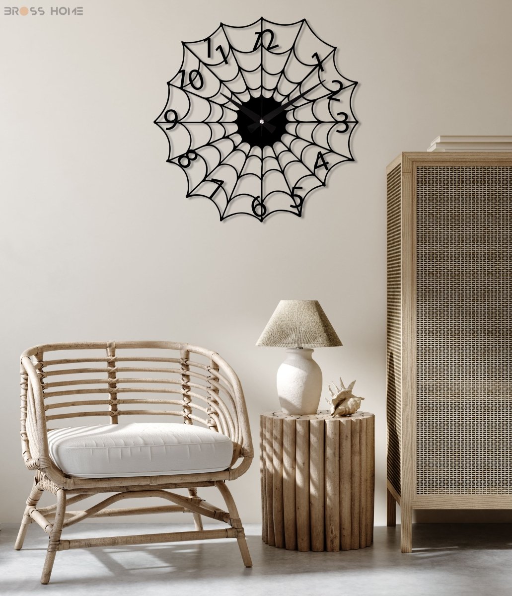 Spider Web Wall Clock - BrossHome Metal Wall Art